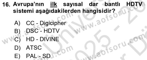 Hareketli Görüntünün Tarihi Dersi 2025 - 2026 Yılı (Vize) Ara Sınav Soruları 16. Soru
