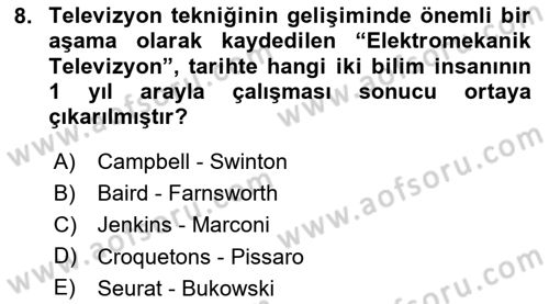 Hareketli Görüntünün Tarihi Dersi 2025 - 2026 Yılı (Vize) Ara Sınav Soruları 8. Soru