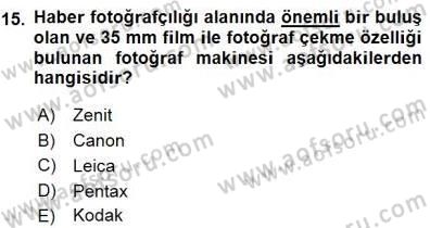 Fotoğraf Tarihi Dersi 2015 - 2016 Yılı (Final) Dönem Sonu Sınav Soruları 15. Soru