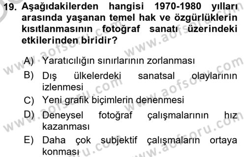 Fotoğraf Tarihi Dersi 2016 - 2017 Yılı 3 Ders Sınav Soruları 19. Soru