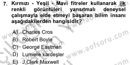 Fotoğraf Tarihi Dersi 2016 - 2017 Yılı 3 Ders Sınav Soruları 7. Soru