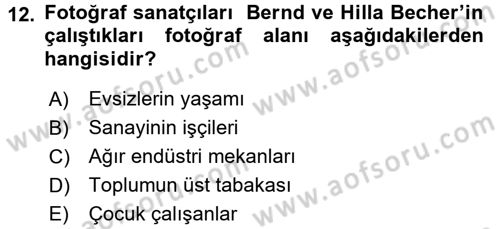 Fotoğraf Tarihi Dersi 2016 - 2017 Yılı (Final) Dönem Sonu Sınav Soruları 12. Soru
