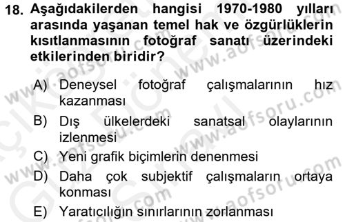 Fotoğraf Tarihi Dersi 2016 - 2017 Yılı (Final) Dönem Sonu Sınav Soruları 18. Soru