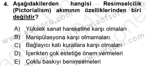 Fotoğraf Tarihi Dersi 2016 - 2017 Yılı (Final) Dönem Sonu Sınav Soruları 4. Soru