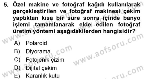 Fotoğraf Tarihi Dersi 2016 - 2017 Yılı (Final) Dönem Sonu Sınav Soruları 5. Soru