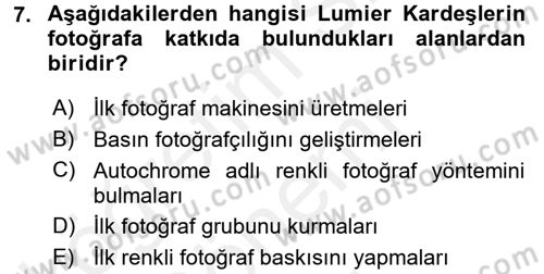 Fotoğraf Tarihi Dersi 2016 - 2017 Yılı (Final) Dönem Sonu Sınav Soruları 7. Soru