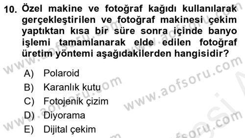 Fotoğraf Tarihi Dersi 2017 - 2018 Yılı 3 Ders Sınav Soruları 10. Soru