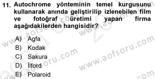 Fotoğraf Tarihi Dersi 2017 - 2018 Yılı 3 Ders Sınav Soruları 11. Soru
