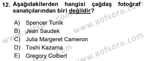Fotoğraf Tarihi Dersi 2017 - 2018 Yılı 3 Ders Sınav Soruları 12. Soru