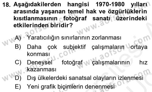 Fotoğraf Tarihi Dersi 2017 - 2018 Yılı 3 Ders Sınav Soruları 18. Soru