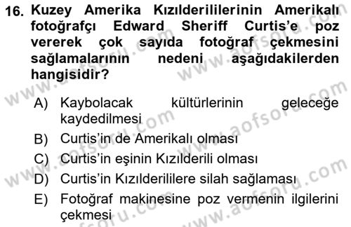 Fotoğraf Tarihi Dersi Ara Sınavı Deneme Sınav Soruları 16. Soru