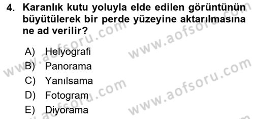 Fotoğraf Tarihi Dersi Ara Sınavı Deneme Sınav Soruları 4. Soru