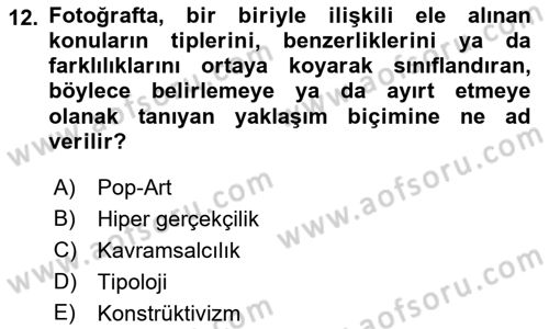 Fotoğraf Tarihi Dersi 2017 - 2018 Yılı (Final) Dönem Sonu Sınav Soruları 12. Soru