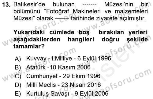 Fotoğraf Tarihi Dersi 2017 - 2018 Yılı (Final) Dönem Sonu Sınav Soruları 13. Soru