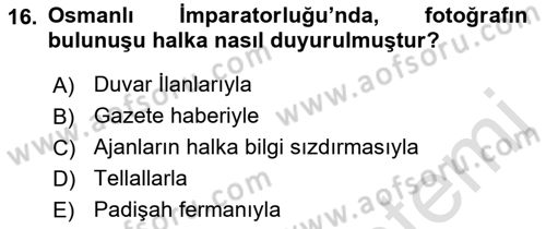 Fotoğraf Tarihi Dersi 2018 - 2019 Yılı 3 Ders Sınav Soruları 16. Soru