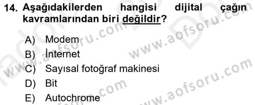 Fotoğraf Tarihi Dersi 2018 - 2019 Yılı (Final) Dönem Sonu Sınav Soruları 14. Soru