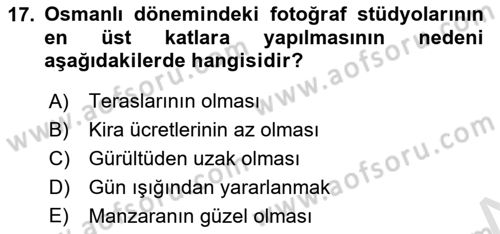 Fotoğraf Tarihi Dersi 2019 - 2020 Yılı (Final) Dönem Sonu Sınav Soruları 17. Soru