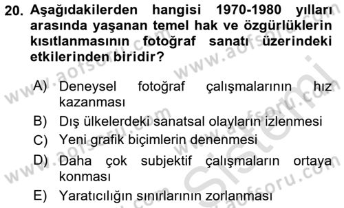 Fotoğraf Tarihi Dersi 2019 - 2020 Yılı (Final) Dönem Sonu Sınav Soruları 20. Soru
