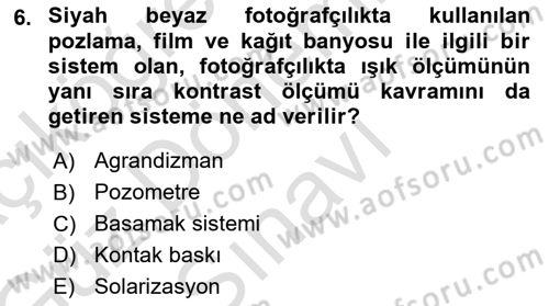 Fotoğraf Tarihi Dersi 2019 - 2020 Yılı (Final) Dönem Sonu Sınav Soruları 6. Soru