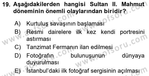 Fotoğraf Tarihi Dersi 2020 - 2021 Yılı Yaz Okulu Sınav Soruları 19. Soru
