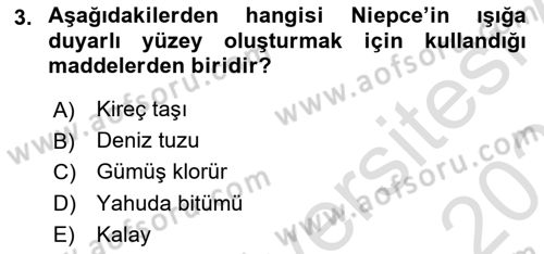 Fotoğraf Tarihi Dersi 2020 - 2021 Yılı Yaz Okulu Sınav Soruları 3. Soru