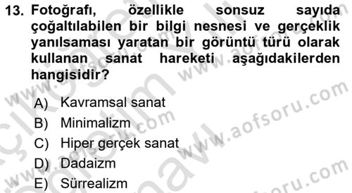 Fotoğraf Tarihi Dersi 2021 - 2022 Yılı Yaz Okulu Sınav Soruları 13. Soru