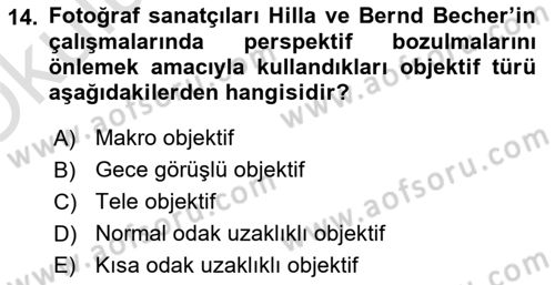 Fotoğraf Tarihi Dersi 2021 - 2022 Yılı Yaz Okulu Sınav Soruları 14. Soru