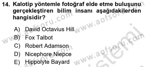 Fotoğraf Tarihi Dersi Ara Sınavı Deneme Sınav Soruları 14. Soru
