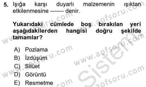 Fotoğraf Tarihi Dersi 2023 - 2024 Yılı (Vize) Ara Sınav Soruları 5. Soru