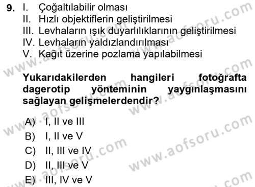 Fotoğraf Tarihi Dersi 2023 - 2024 Yılı (Vize) Ara Sınav Soruları 9. Soru