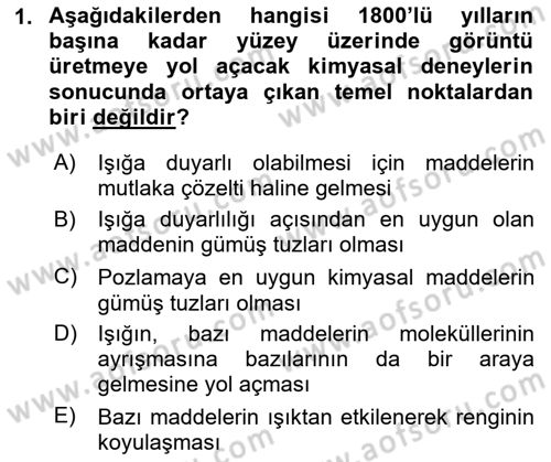 Fotoğraf Tarihi Dersi 2023 - 2024 Yılı (Final) Dönem Sonu Sınav Soruları 1. Soru