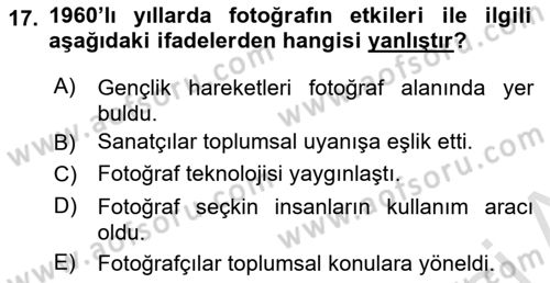 Fotoğraf Tarihi Dersi 2023 - 2024 Yılı (Final) Dönem Sonu Sınav Soruları 17. Soru