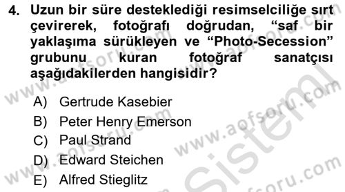 Fotoğraf Tarihi Dersi 2023 - 2024 Yılı (Final) Dönem Sonu Sınav Soruları 4. Soru