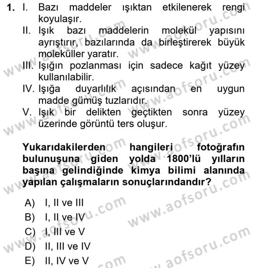 Fotoğraf Tarihi Dersi 2023 - 2024 Yılı Yaz Okulu Sınav Soruları 1. Soru