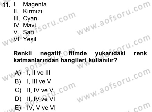 Fotoğraf Tarihi Dersi 2023 - 2024 Yılı Yaz Okulu Sınav Soruları 11. Soru