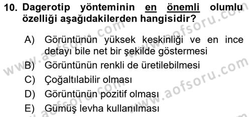 Fotoğraf Tarihi Dersi 2024 - 2025 Yılı (Vize) Ara Sınav Soruları 10. Soru