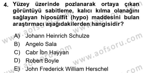 Fotoğraf Tarihi Dersi 2024 - 2025 Yılı (Vize) Ara Sınav Soruları 4. Soru