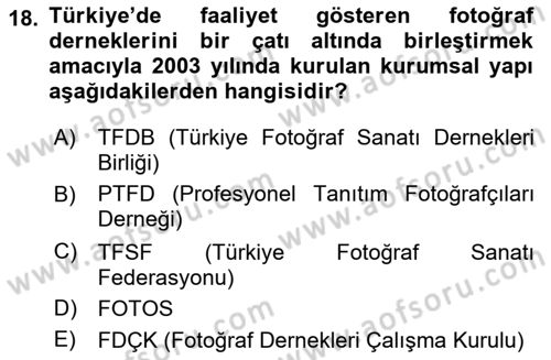 Fotoğraf Tarihi Dersi 2024 - 2025 Yılı (Final) Dönem Sonu Sınav Soruları 18. Soru