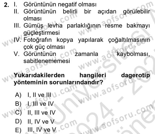 Fotoğraf Tarihi Dersi 2024 - 2025 Yılı (Final) Dönem Sonu Sınav Soruları 2. Soru