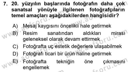 Fotoğraf Tarihi Dersi 2024 - 2025 Yılı (Final) Dönem Sonu Sınav Soruları 7. Soru