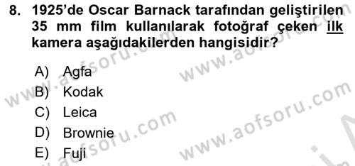 Fotoğraf Tarihi Dersi 2024 - 2025 Yılı (Final) Dönem Sonu Sınav Soruları 8. Soru
