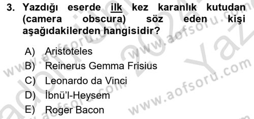 Fotoğraf Tarihi Dersi 2024 - 2025 Yılı Yaz Okulu Sınav Soruları 3. Soru