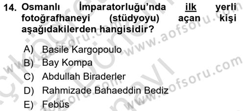 Fotoğraf Tarihi Dersi 2025 - 2026 Yılı (Final) Dönem Sonu Sınav Soruları 14. Soru