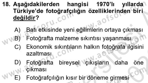 Fotoğraf Tarihi Dersi 2025 - 2026 Yılı (Final) Dönem Sonu Sınav Soruları 18. Soru