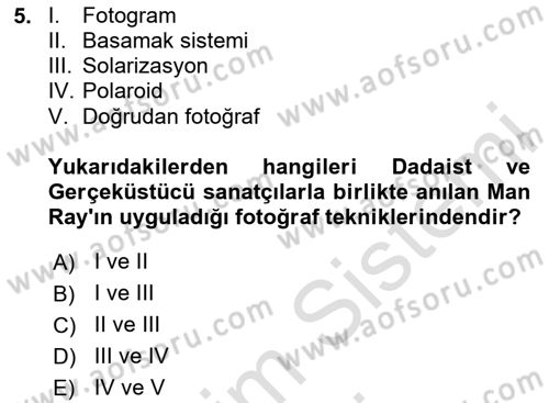 Fotoğraf Tarihi Dersi 2025 - 2026 Yılı (Final) Dönem Sonu Sınav Soruları 5. Soru