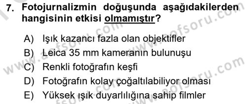 Fotoğraf Tarihi Dersi 2025 - 2026 Yılı (Final) Dönem Sonu Sınav Soruları 7. Soru