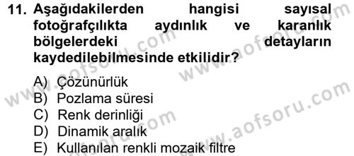 Sayısal Fotoğrafa Giriş Dersi 2012 - 2013 Yılı (Final) Dönem Sonu Sınav Soruları 11. Soru
