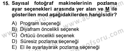 Sayısal Fotoğrafa Giriş Dersi 2012 - 2013 Yılı (Final) Dönem Sonu Sınav Soruları 15. Soru