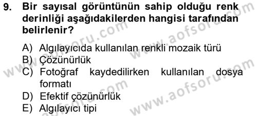 Sayısal Fotoğrafa Giriş Dersi 2012 - 2013 Yılı (Final) Dönem Sonu Sınav Soruları 9. Soru