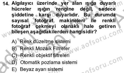 Sayısal Fotoğrafa Giriş Dersi 2013 - 2014 Yılı (Vize) Ara Sınav Soruları 14. Soru